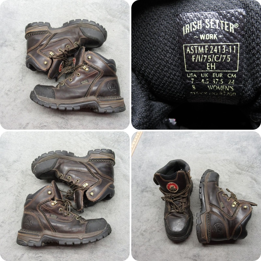 Red‎ Wing Irish Setter Work Boots Womens 7 Brown Leather Waterproof Steel Toe EH